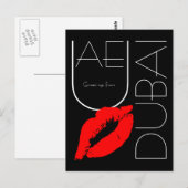 Groeten uit Dubai Red Lipstick Kiss Black Briefkaart (Voorkant / Achterkant)