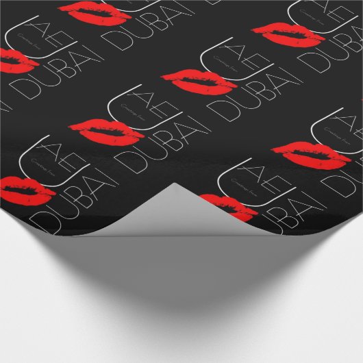 Groeten uit Dubai UAE Red Lipstick Kiss Cadeaupapier (Hoek)