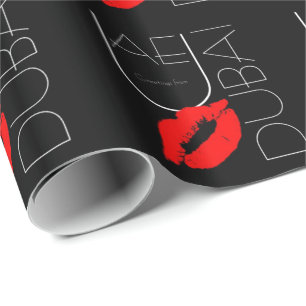 Groeten uit Dubai UAE Red Lipstick Kiss Cadeaupapier