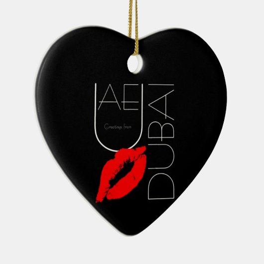Groeten uit Dubai UAE Red Lipstick Kiss Keramisch Ornament (Rechts)