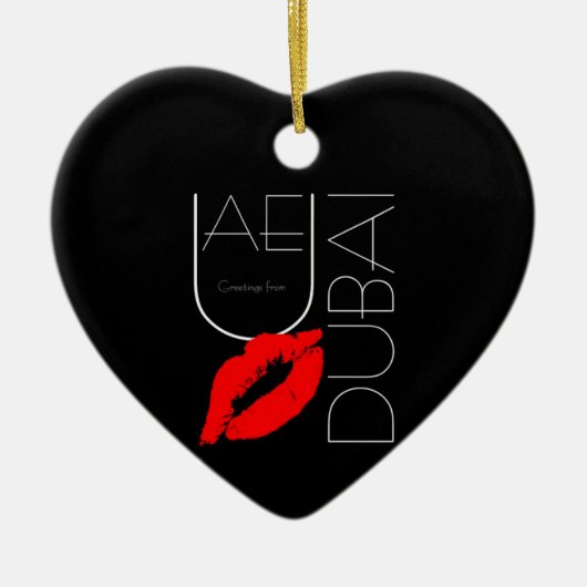 Groeten uit Dubai UAE Red Lipstick Kiss Keramisch Ornament (Voorkant)