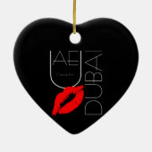 Groeten uit Dubai UAE Red Lipstick Kiss Keramisch Ornament (Achterkant)