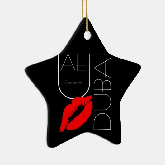 Groeten uit Dubai UAE Red Lipstick Kiss Keramisch Ornament (Rechts)