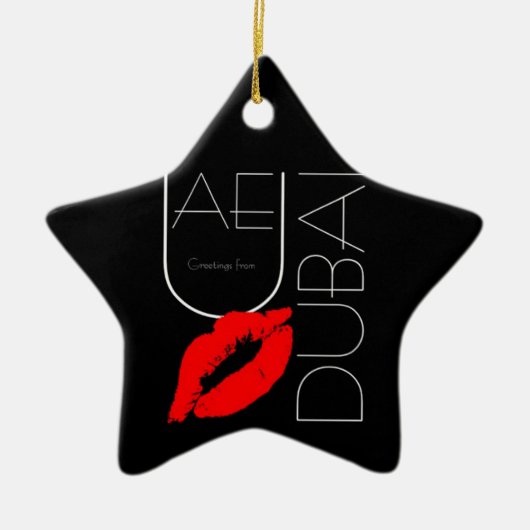 Groeten uit Dubai UAE Red Lipstick Kiss Keramisch Ornament (Voorkant)