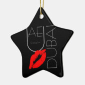 Groeten uit Dubai UAE Red Lipstick Kiss Keramisch Ornament (Links)