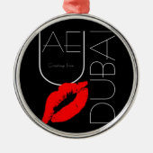 Groeten uit Dubai UAE Red Lipstick Kiss Metalen Ornament (Voorkant)