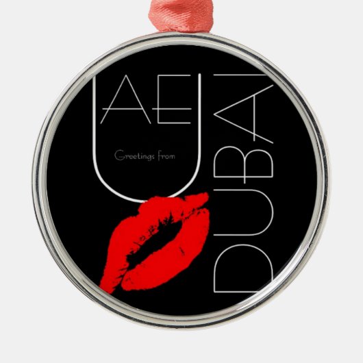 Groeten uit Dubai UAE Red Lipstick Kiss Metalen Ornament (Voorkant)