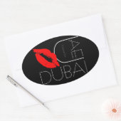 Groeten uit Dubai UAE Red Lipstick Kiss Ovale Sticker (Envelop)