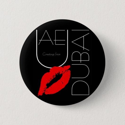 Groeten uit Dubai UAE Red Lipstick Kiss Ronde Button 5,7 Cm (Voorkant)