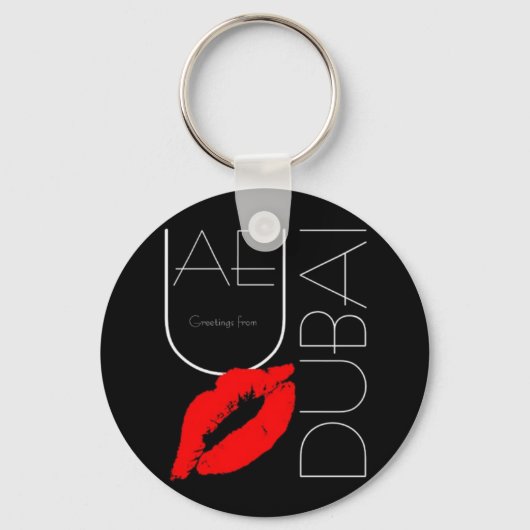Groeten uit Dubai UAE Red Lipstick Kiss Sleutelhanger (Voorkant)