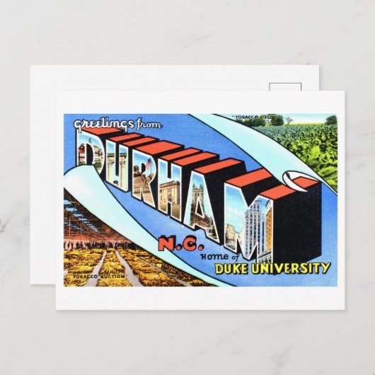  groeten uit Durham, North Carolina, Briefkaart (Voorkant / Achterkant)
