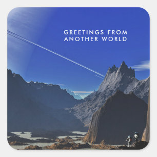 Groeten uit een andere wereld vierkante sticker