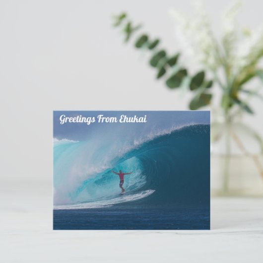 Groeten uit Ehukai, Briefkaart Hawaï (Staand voorkant)