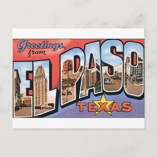 Groeten uit El Paso, Texas. Briefkaart (Voorkant)