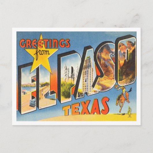 Groeten uit El Paso, Texas Vintage Travel Briefkaart (Voorkant)