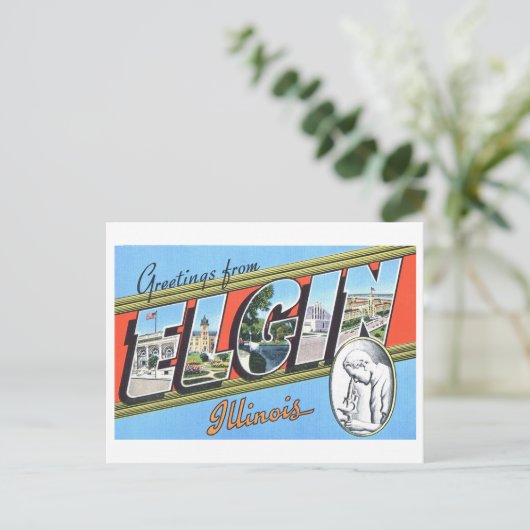  groeten uit Elgin, Illinois, Briefkaart (Staand voorkant)