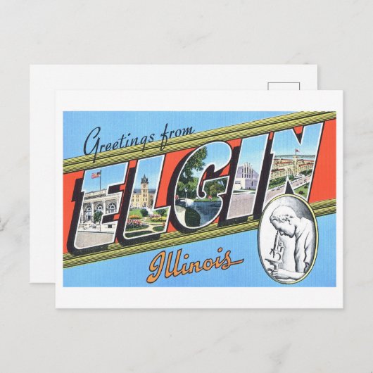  groeten uit Elgin, Illinois, Briefkaart (Voorkant / Achterkant)