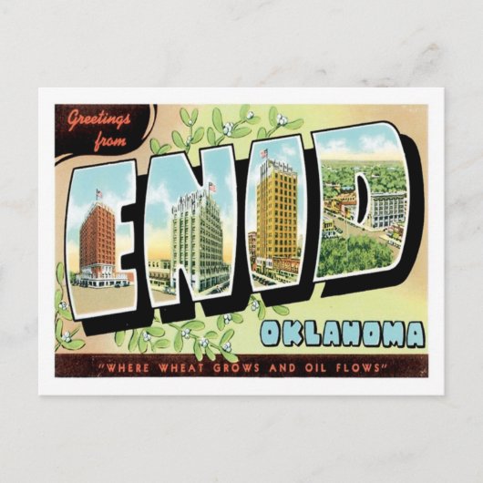 Groeten uit Enid Oklahoma US City Briefkaart (Voorkant)