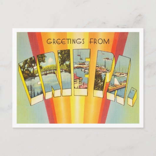 Groeten uit Erie, Pennsylvania Vintage Travel Briefkaart (Voorkant)