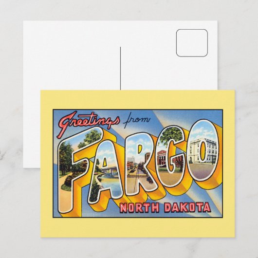 groeten uit Fargo North Dakota Briefkaart (Voorkant / Achterkant)