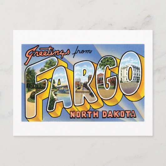 Groeten uit Fargo, North Dakota. Briefkaart (Voorkant)