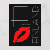 Groeten uit Finland Rode lipstick Kiss Black Briefkaart (Voorkant)