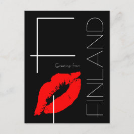 Groeten uit Finland Rode lipstick Kiss Black Briefkaart