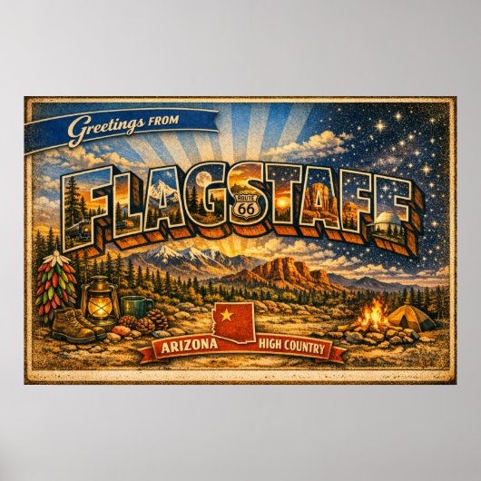Groeten uit Flagstaff Oude ansichtkaart Poster (Voorkant)
