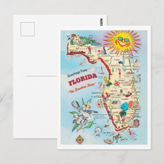 Groeten uit Florida  Attracties Kaart (Voorkant / Achterkant)
