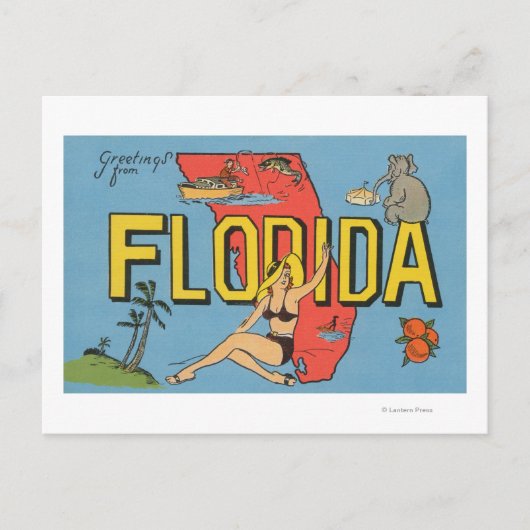 Groeten uit Florida (blauw) Florida Briefkaart (Voorkant)