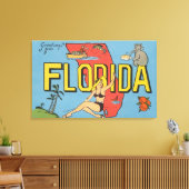 Groeten uit Florida (blauw) Florida Canvas Afdruk (Insitu (Woonkamer))