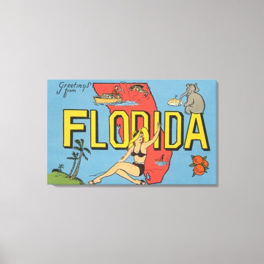 Groeten uit Florida (blauw) Florida Canvas Afdruk (Voorkant)