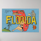 Groeten uit Florida (blauw) Florida Poster (Voorkant)