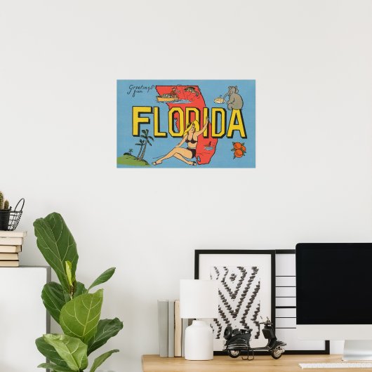 Groeten uit Florida (blauw) Florida Poster (Thuiskantoor)