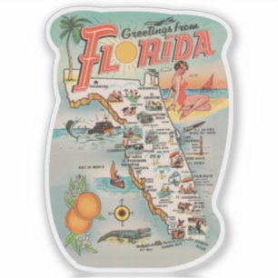 Groeten uit Florida Kaart Sticker