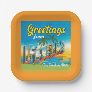 Groeten uit Florida kleurrijke vintage Papieren Bordje