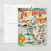 Groeten uit Florida Map Vintage Travel Briefkaart (Voorkant / Achterkant)