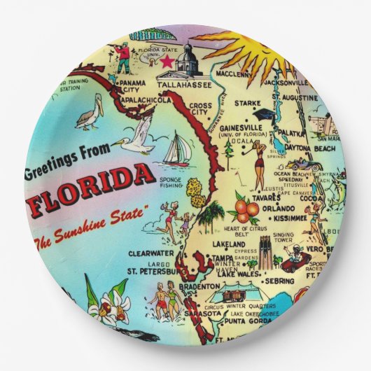 Groeten uit Florida Papieren Bordje (Voorkant)