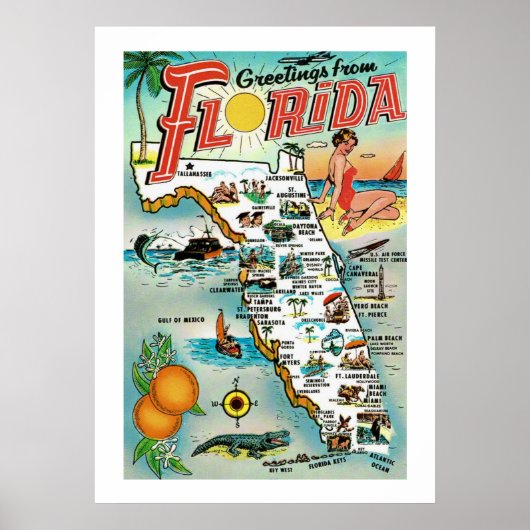 Groeten uit Florida Poster Print (Voorkant)