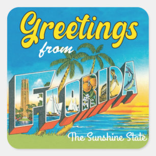 Groeten uit Florida vintage reizen Vierkante Sticker