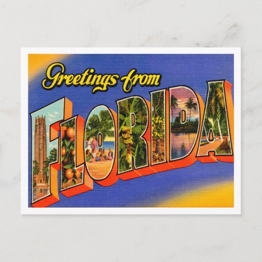 Groeten uit Florida Vintage Travel Briefkaart (Voorkant)