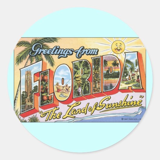 Groeten uit Florida - Vintage Travel Ronde Sticker (Voorkant)