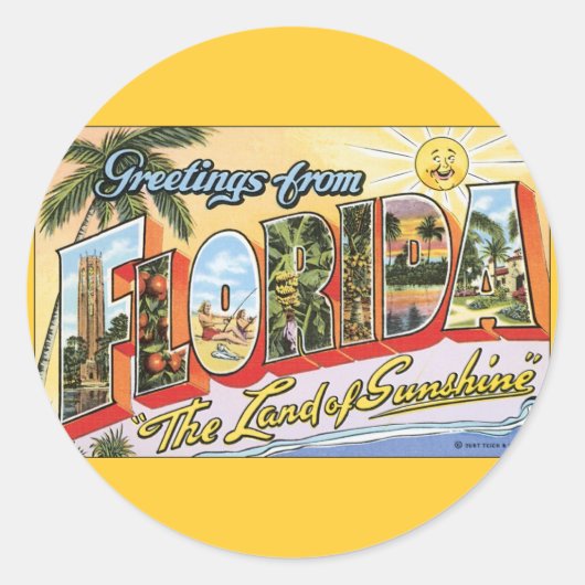 Groeten uit Florida - Vintage Travel Ronde Sticker (Voorkant)