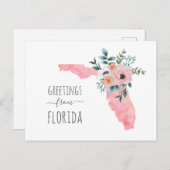 Groeten uit Florida. Waterverf florale reis Briefkaart (Voorkant / Achterkant)