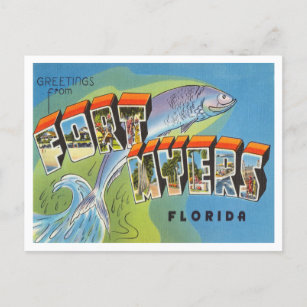 Groeten uit Fort Myers, Florida Vintage Travel Briefkaart