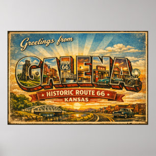 Groeten uit Galena Kansas Route 66 Poster