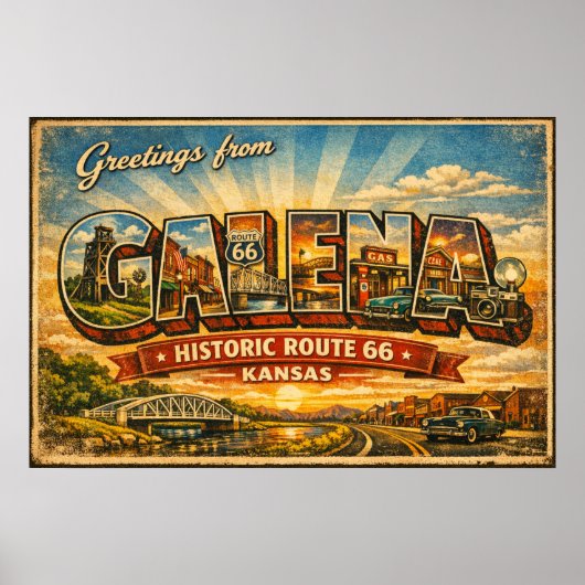 Groeten uit Galena Kansas Route 66 Poster (Voorkant)