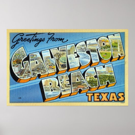  groeten uit Galveston Beach Texas Poster (Voorkant)