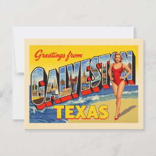 Groeten uit Galveston Texas Vintage Briefkaart