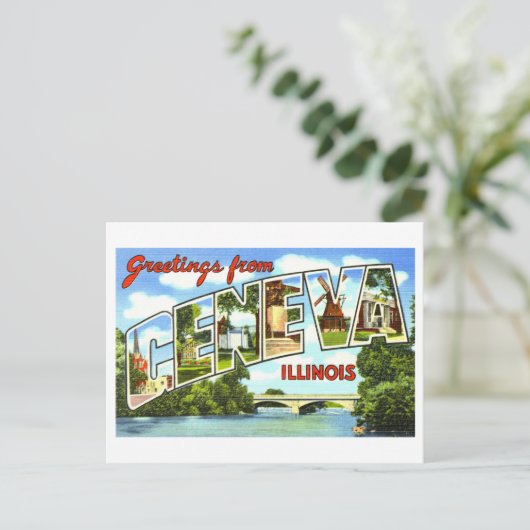 groeten uit Genève, Illinois, Briefkaart (Staand voorkant)